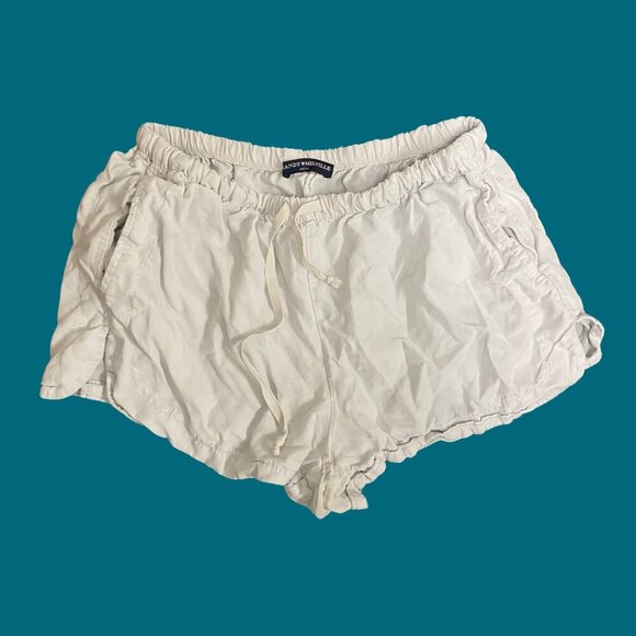 Brandy Melville Cream Drawstring Cotton Blend Shorts (OS) - Picture 2 of 7